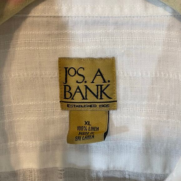 Jos A Bank 100% Linen Button Up Shirt White Long Sleeve Men’s XL resort casual - Picture 3 of 6